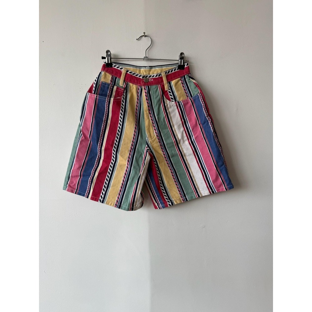 Vintage Patty Shorts Womens 22" Waist XS Striped Made USA Preppy 90s‎